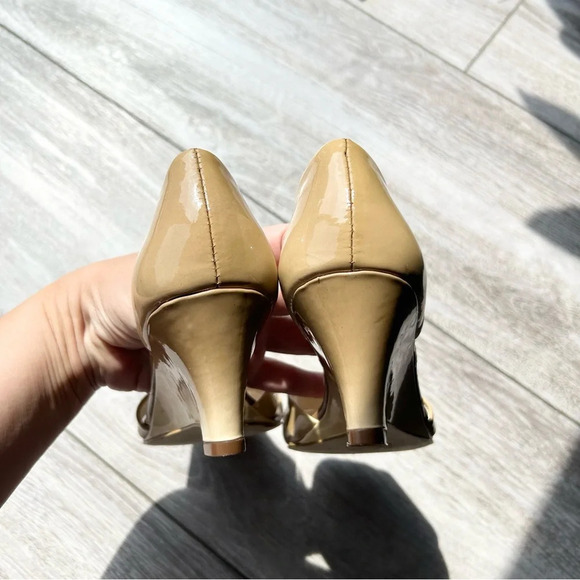 Naturalizer Ombre Beige Patent  Leather Wedge Heel Open Toe Pump - Picture 8 of 13